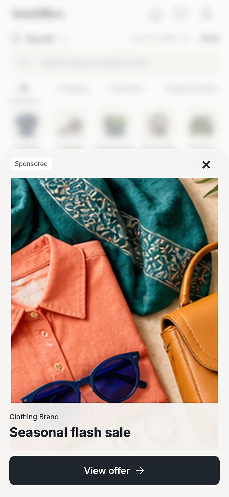 VowOffers app screen with the Flash Sale area highlighted